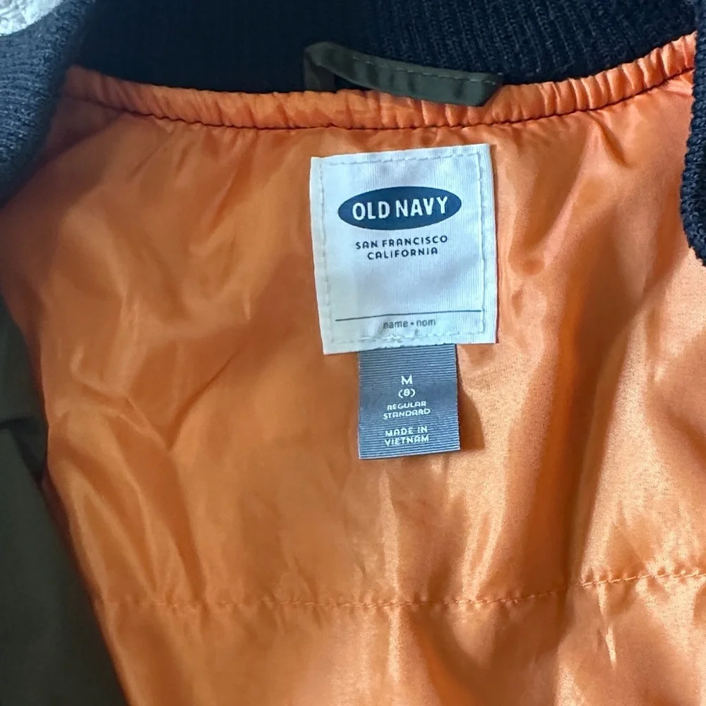 Old Navy Kids Olive Green Bomber Jacket Size M